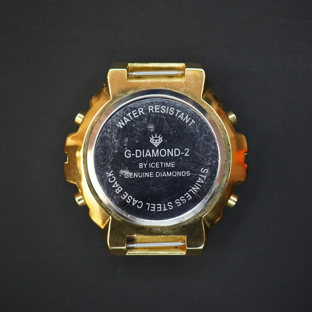 Men’s Aqua Master G-Diamond-2 BY ICETIME Genuine Diamonds Shock Watch Gold Tone